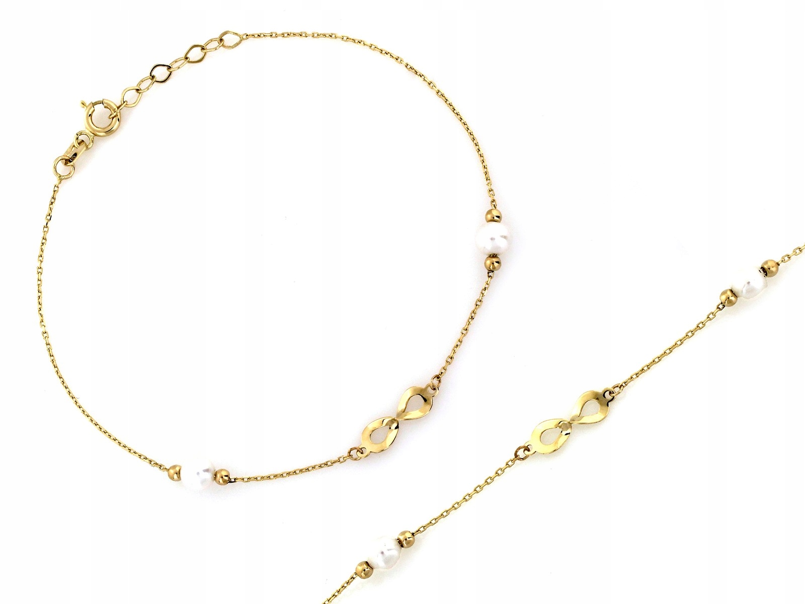 Zlatý dámský náramek 585 s perlou, efektní a stylový