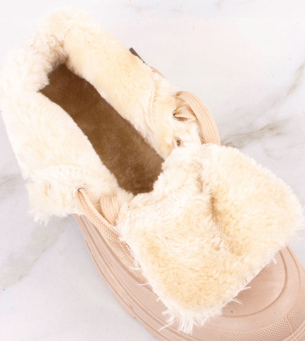 BEŻOWE WYSOKIE TRAMPKI OCIEPLANE 40 Wysokość wysokie