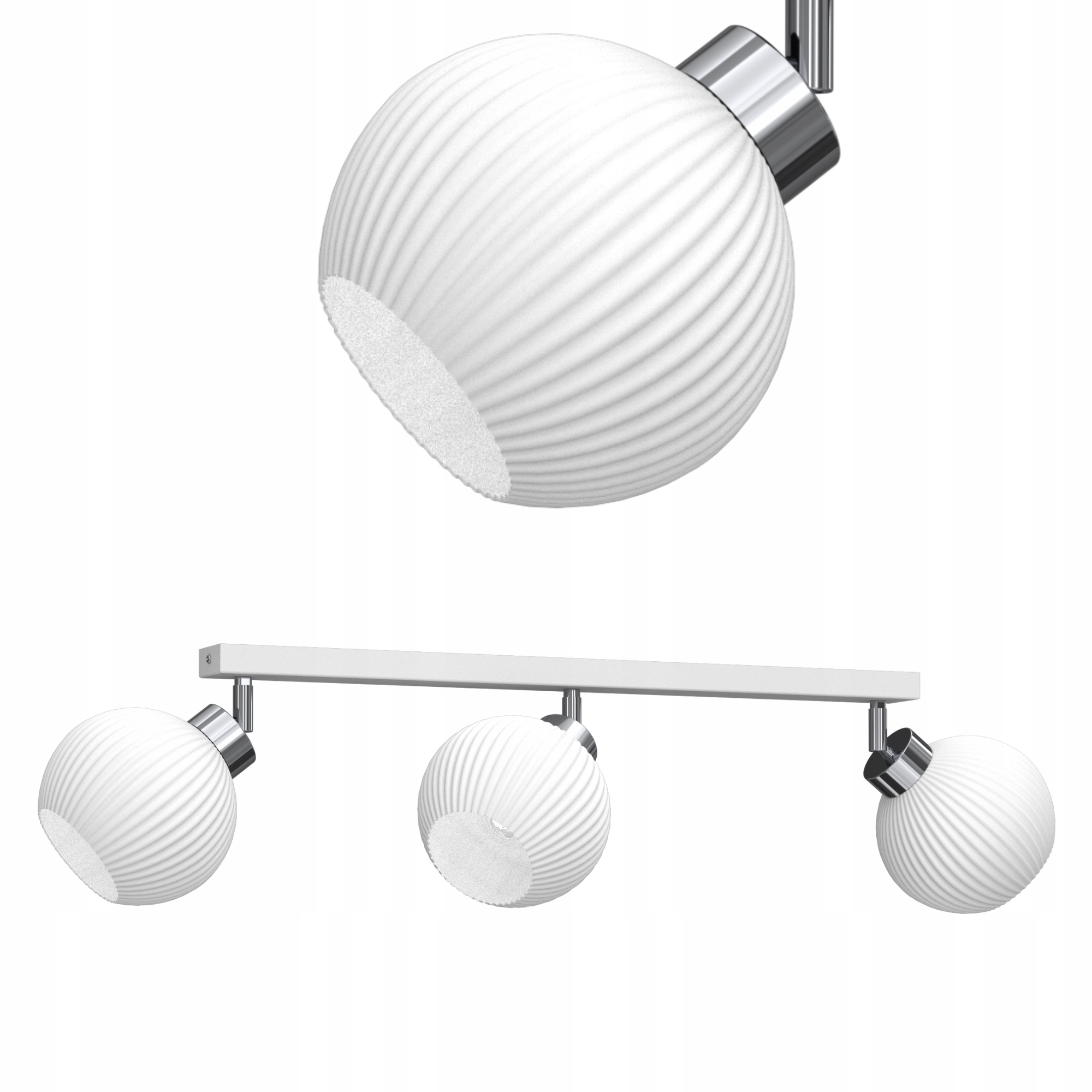 Stropní Svítidlo Stropní Svítidlo Skleněná Lampa Pruhy E27 Bílé Stínidlo 3 Body Polska