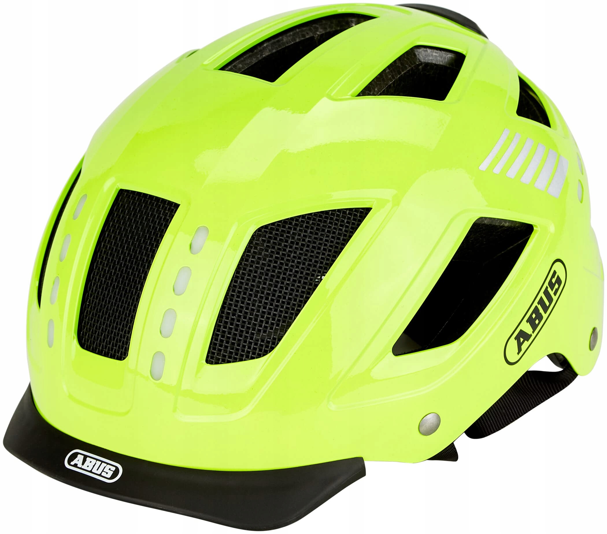 Cyklistická přilba Abus Hyban 2.0 Led signal žlutá M