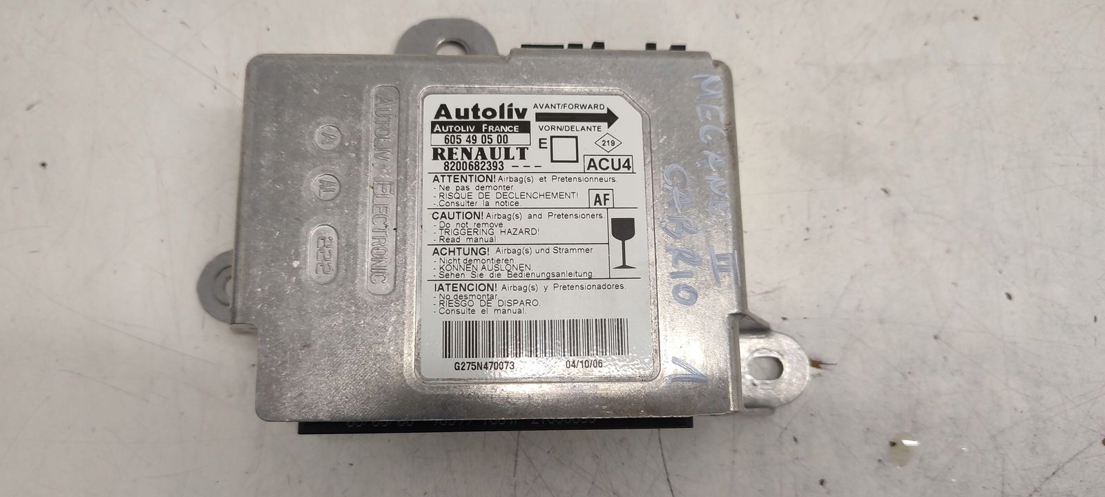 Module Airbag sensor Airbag Renault Megane II Cabrio
