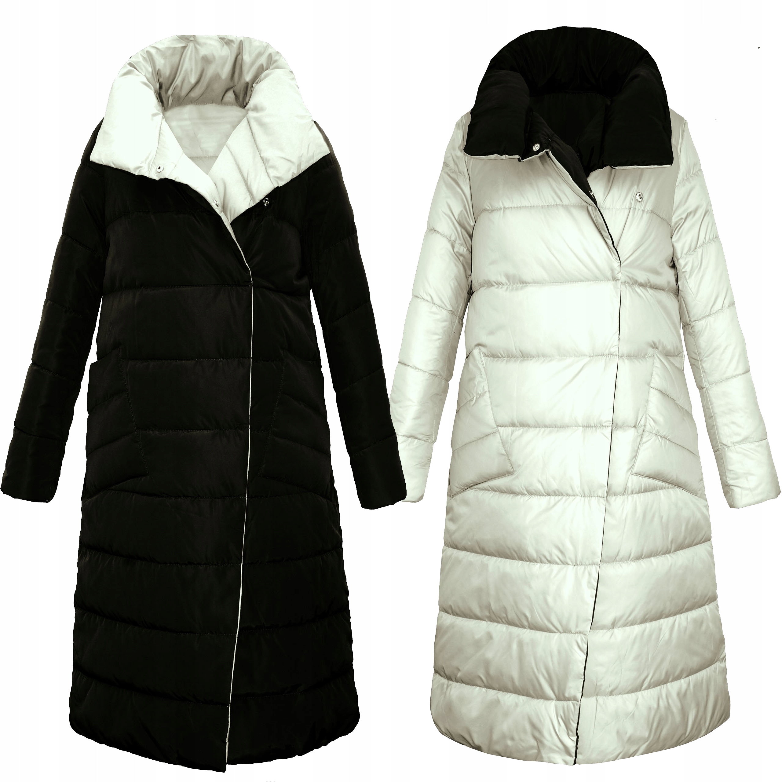 PŁASZCZ ZIMOWY DWUSTRONNY dwa kolory CIEPŁY 44 XXL