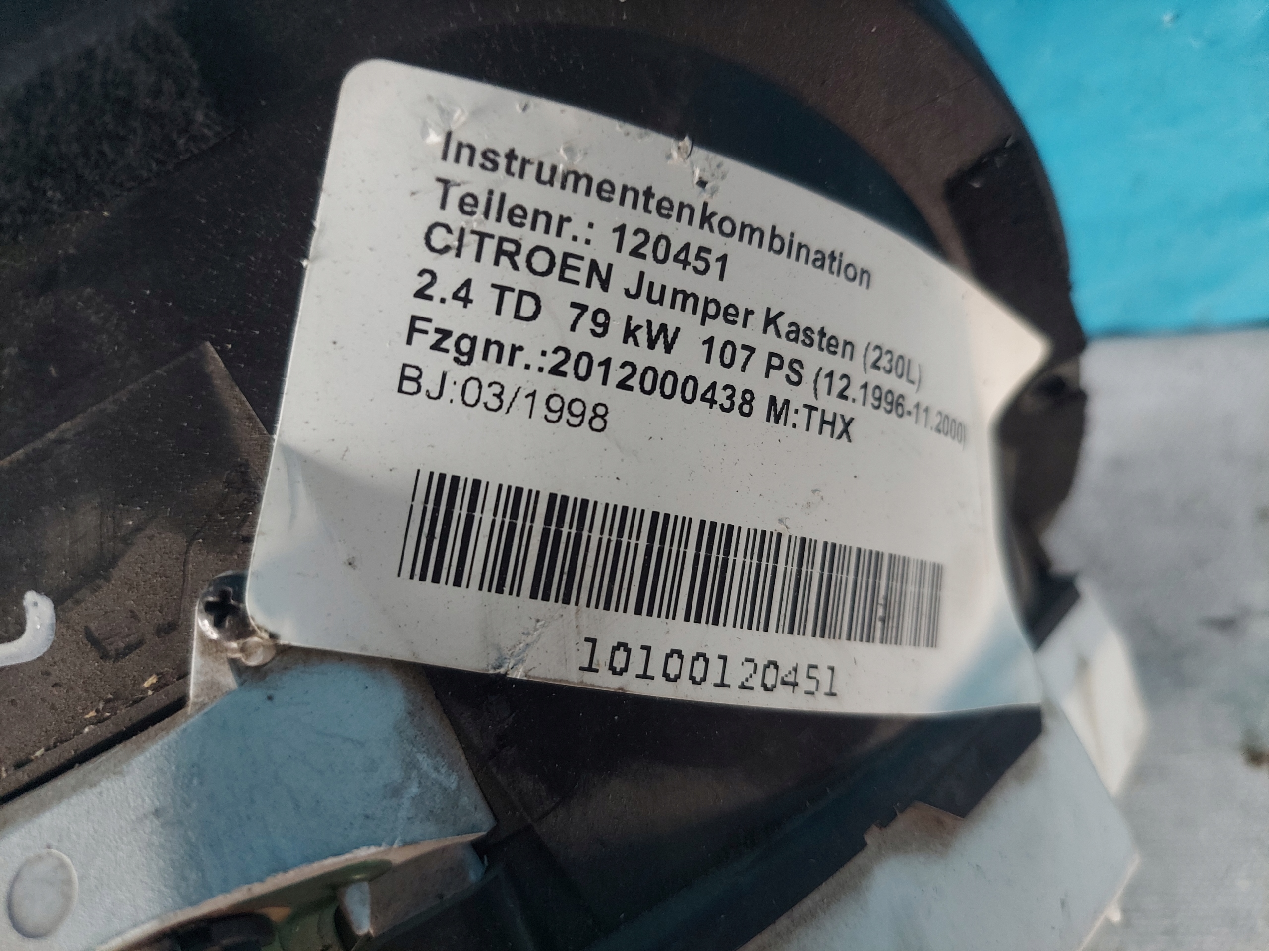 dials clock CITROEN JUMPER 2.5 TD 6047240050
