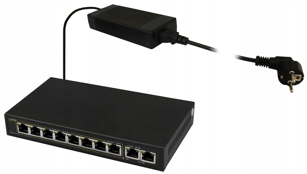 Switch PoE Pulsar SG108 10-portový 8 Ip kamer