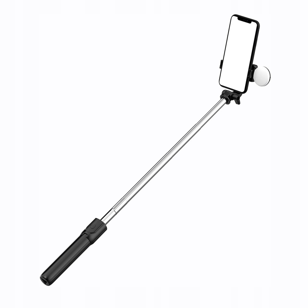 Selfie stick WR1YXS teleskopowy tripod 0.71m z okrągłą lampą czarny
