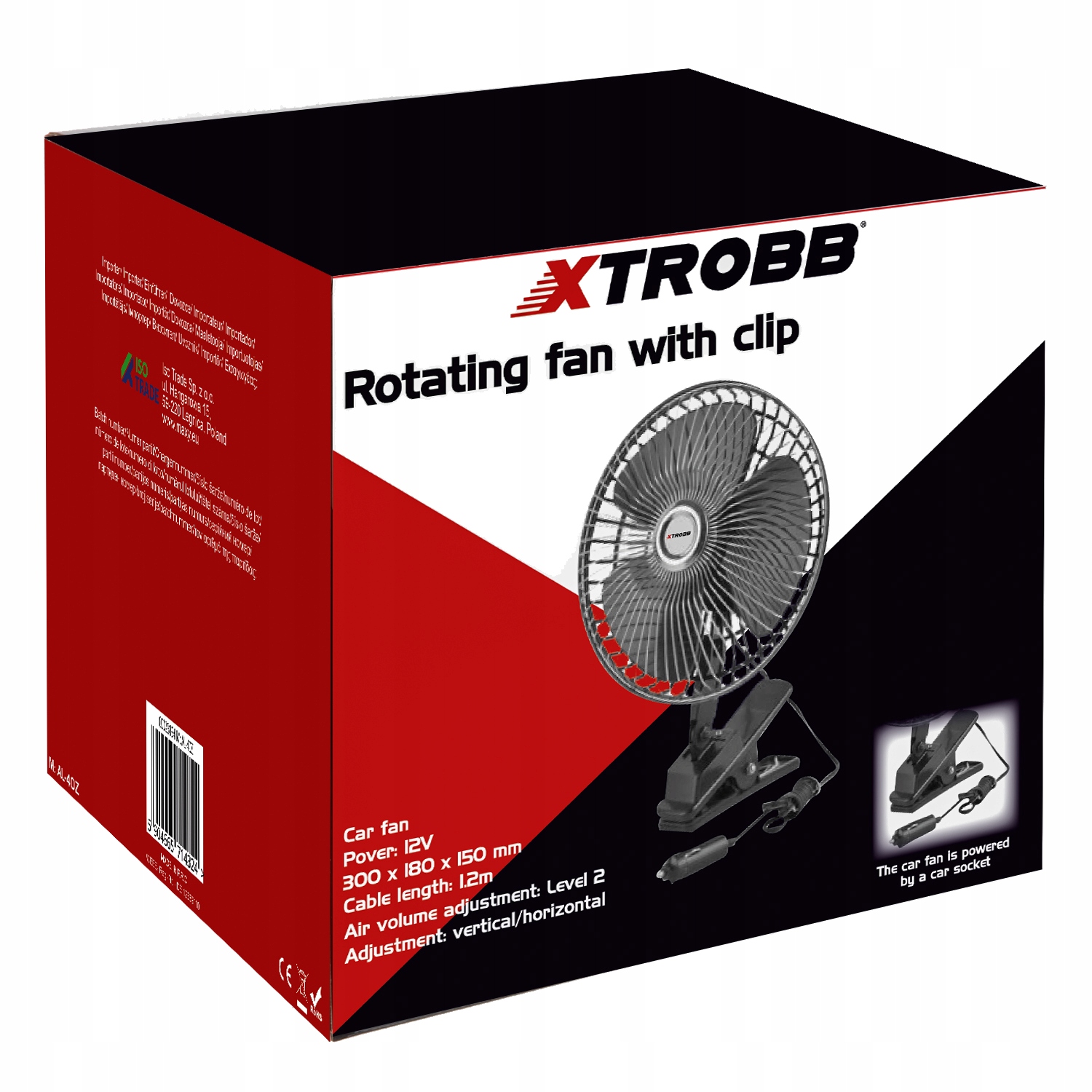 WIATRAK WENTYLATOR SAMOCHODOWY OBROTOWY Z KLIPSEM 12V EAN (GTIN) 5904665714324