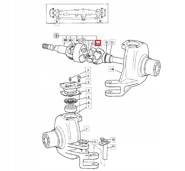 Полуось JCB 3CX 4CX 914/86201 L-244MM UNIMOT