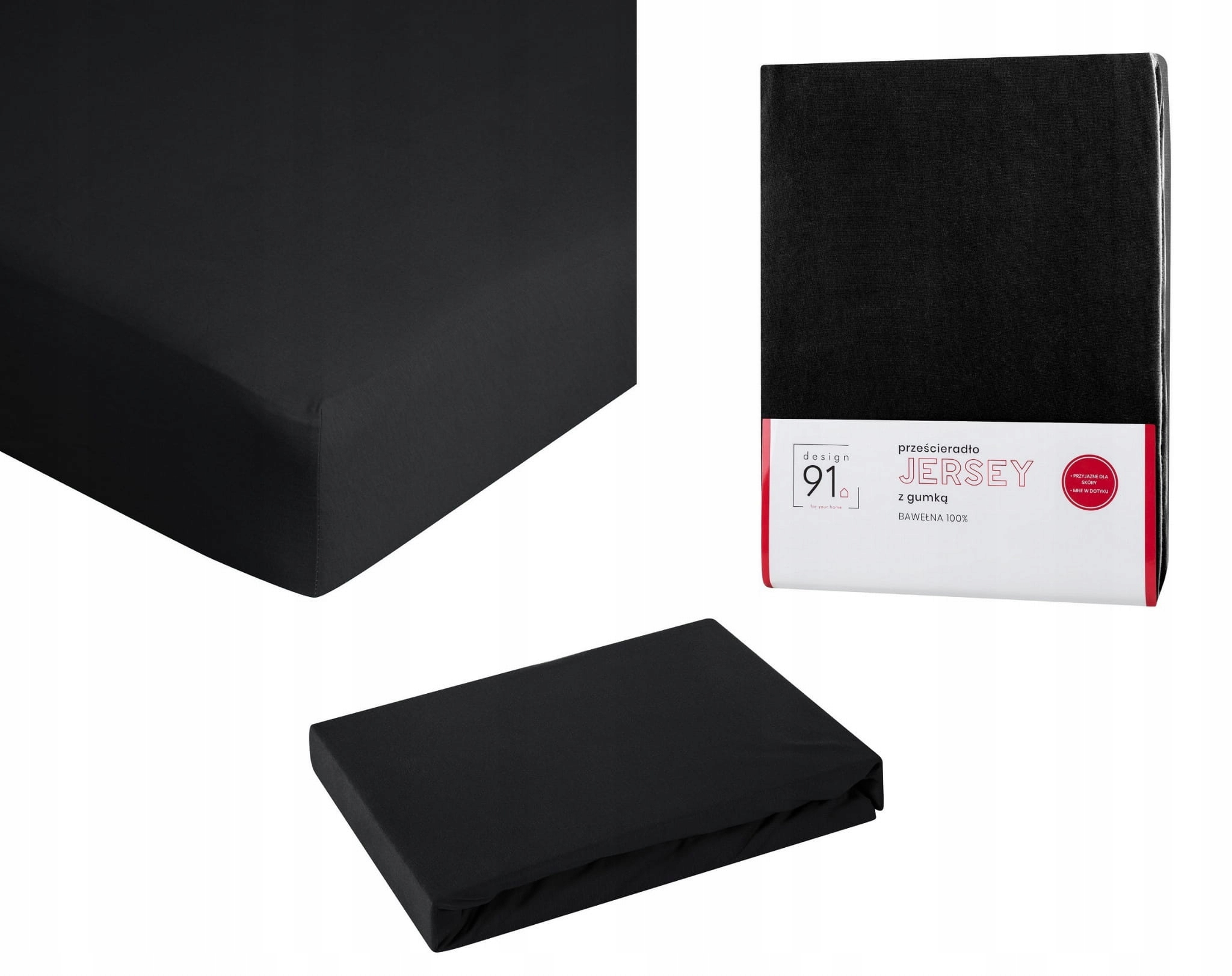 

Prześcieradło z gumką Jersey 90x200 czarny