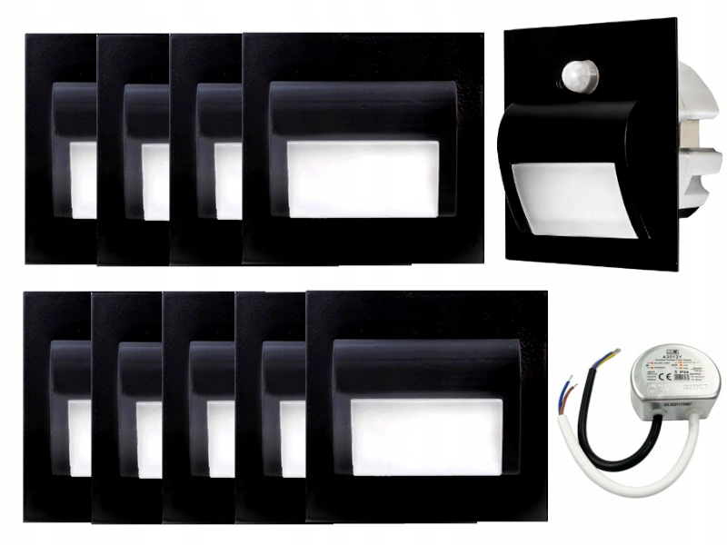 Zestaw Halogen Lampka Schodowa Led 10x +Czujka