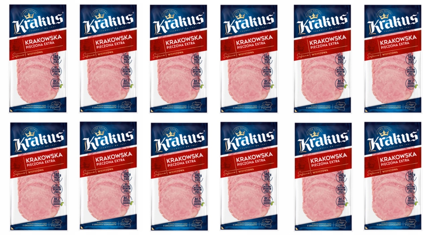 12 x 80 g Krakus Krakovská pečená extra šunka Karton
