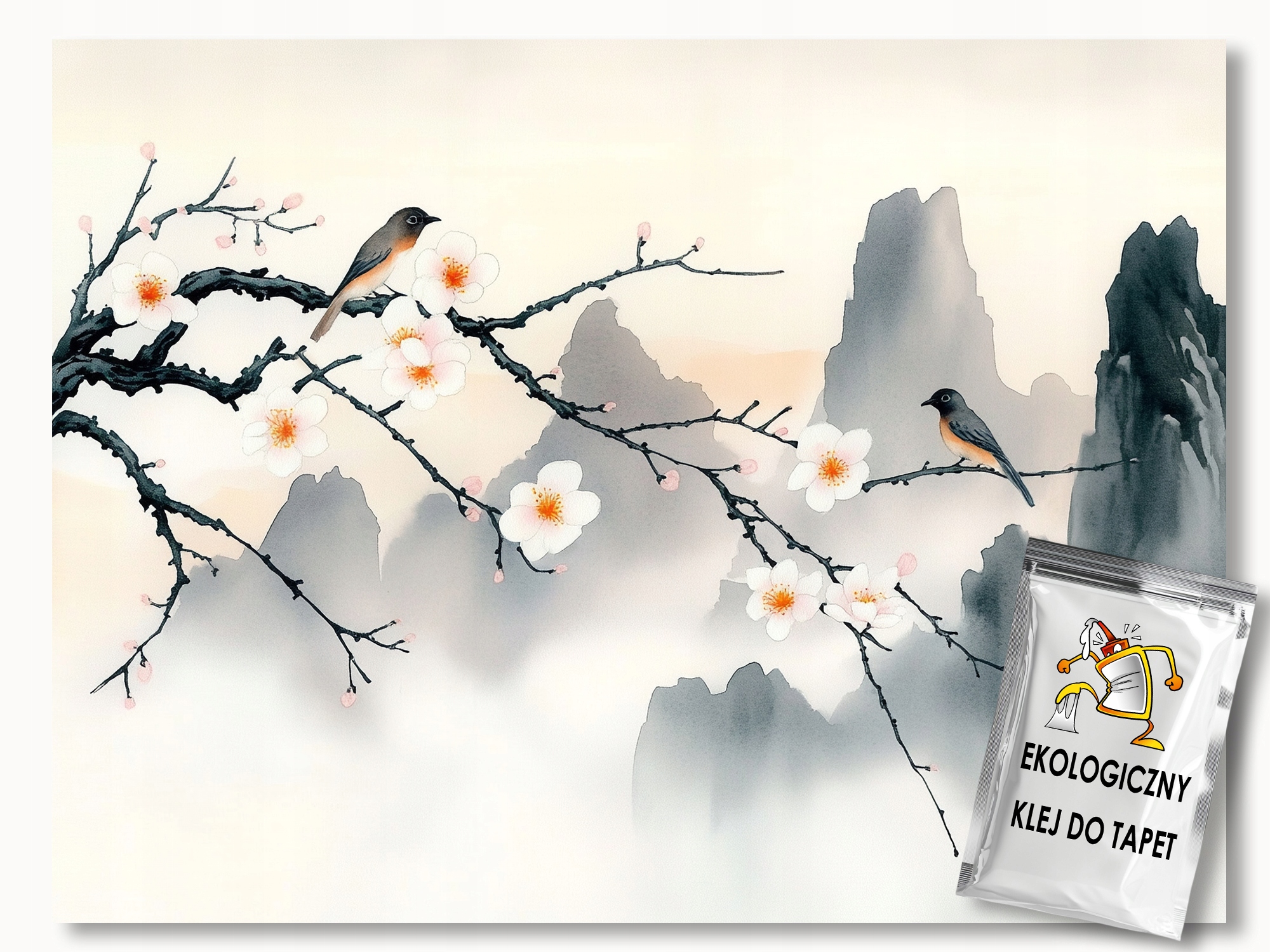 Fototapeta Flizelina Asie Orient Chinoiserie Hory Višeň 254x184 lepidlo