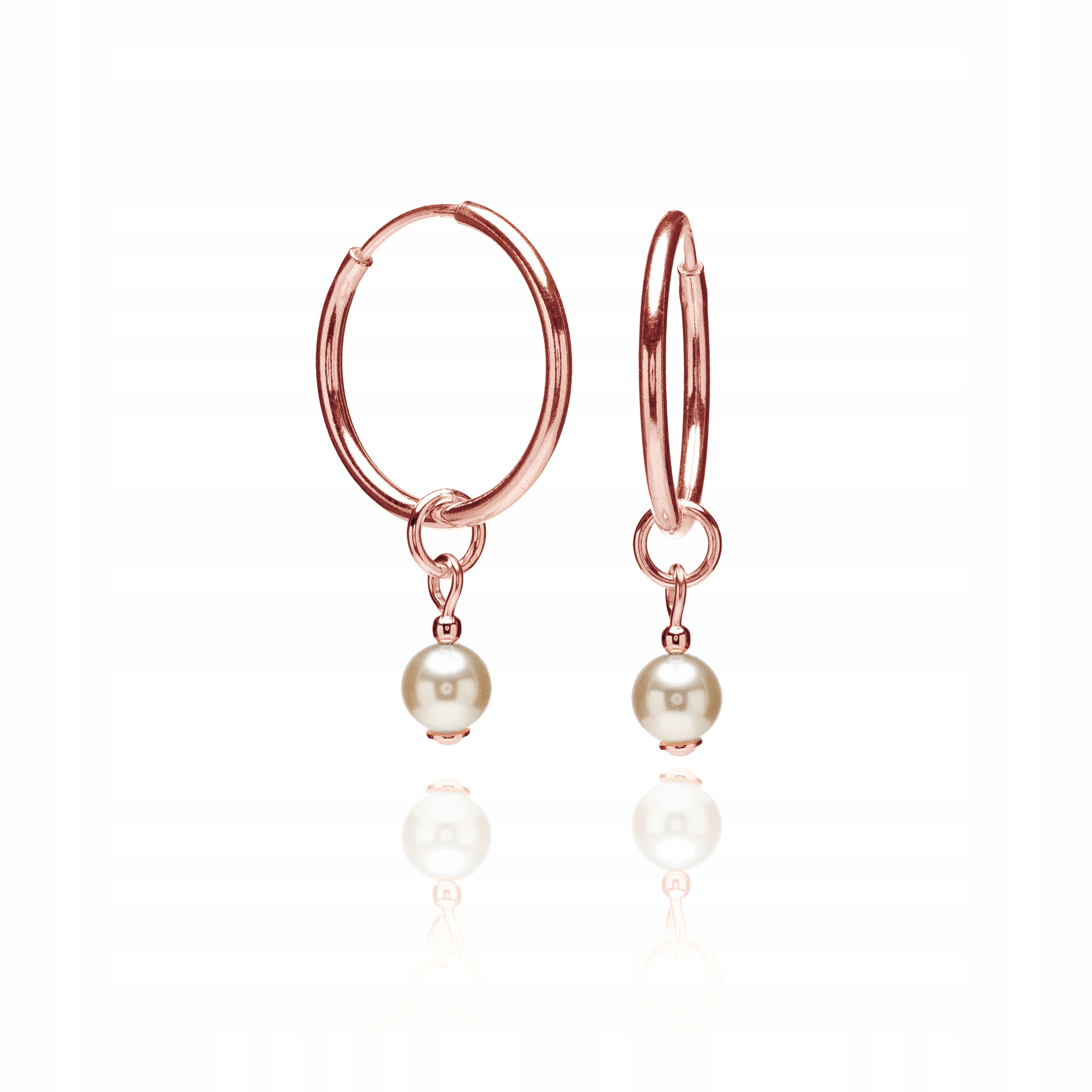 

Kolczyki kółka z perłami srebrne złocenie różowe