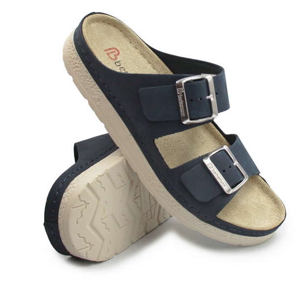 Tmavě modré kožené lodičky pro ženy na stojící práci Berkemann Verica 38