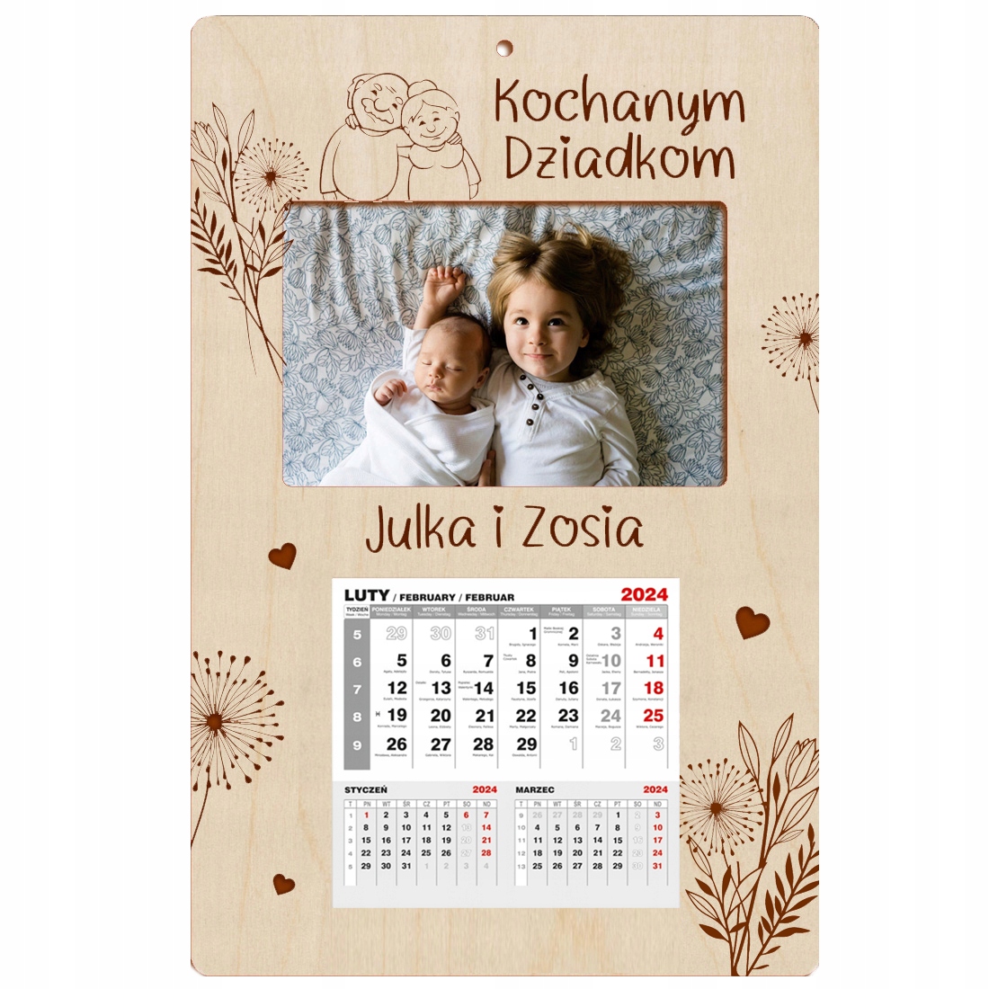 2x Kalendář s rámečkem den babičky a dědečka Set