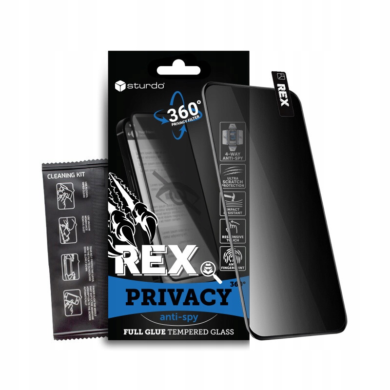 Szkło Ochronne Sturdo Rex do iPhone 17 Pro (Prywatność 360)