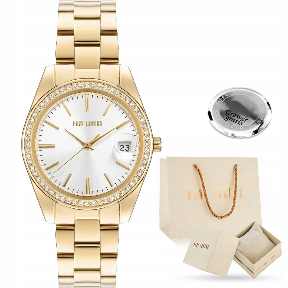 Dámské hodinky Paul Lorens Latifa elegantní s цирконами Datumovka Gravírování
