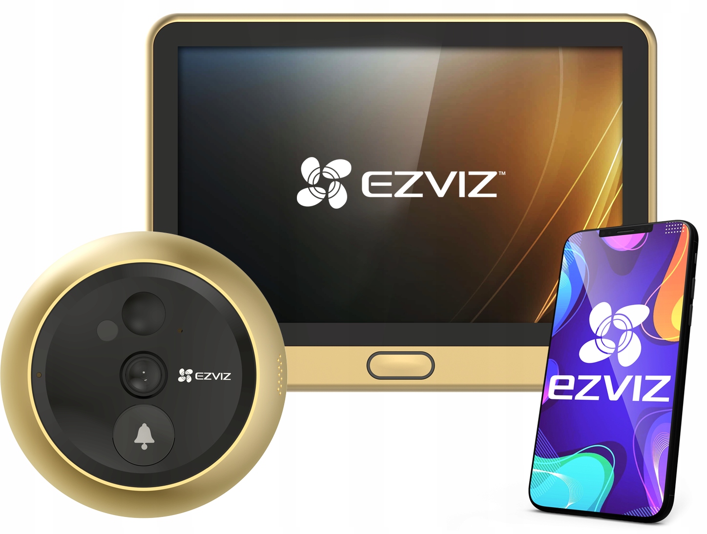 WiFi hľadáčik dverí s kamerou Ezviz DP2C Gold Široký uhol, funkcia zvonenia