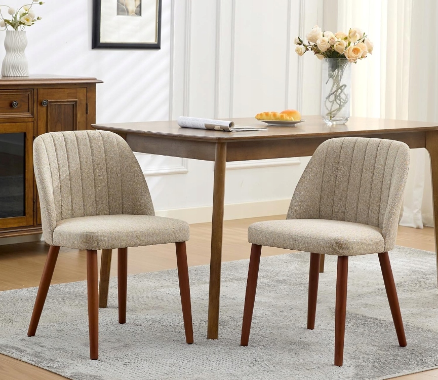 Stoličky do jedálne, čalúnené látkou, Karmel, Sada 2