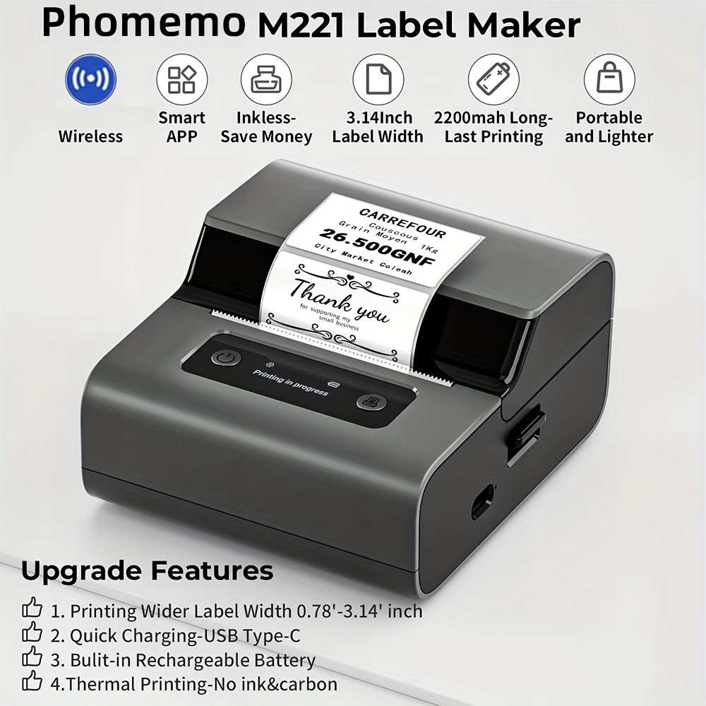 Phomemo Label Maker- With 3pcs Labels M221 Address Label Printer 3 Inch Model Eoetook