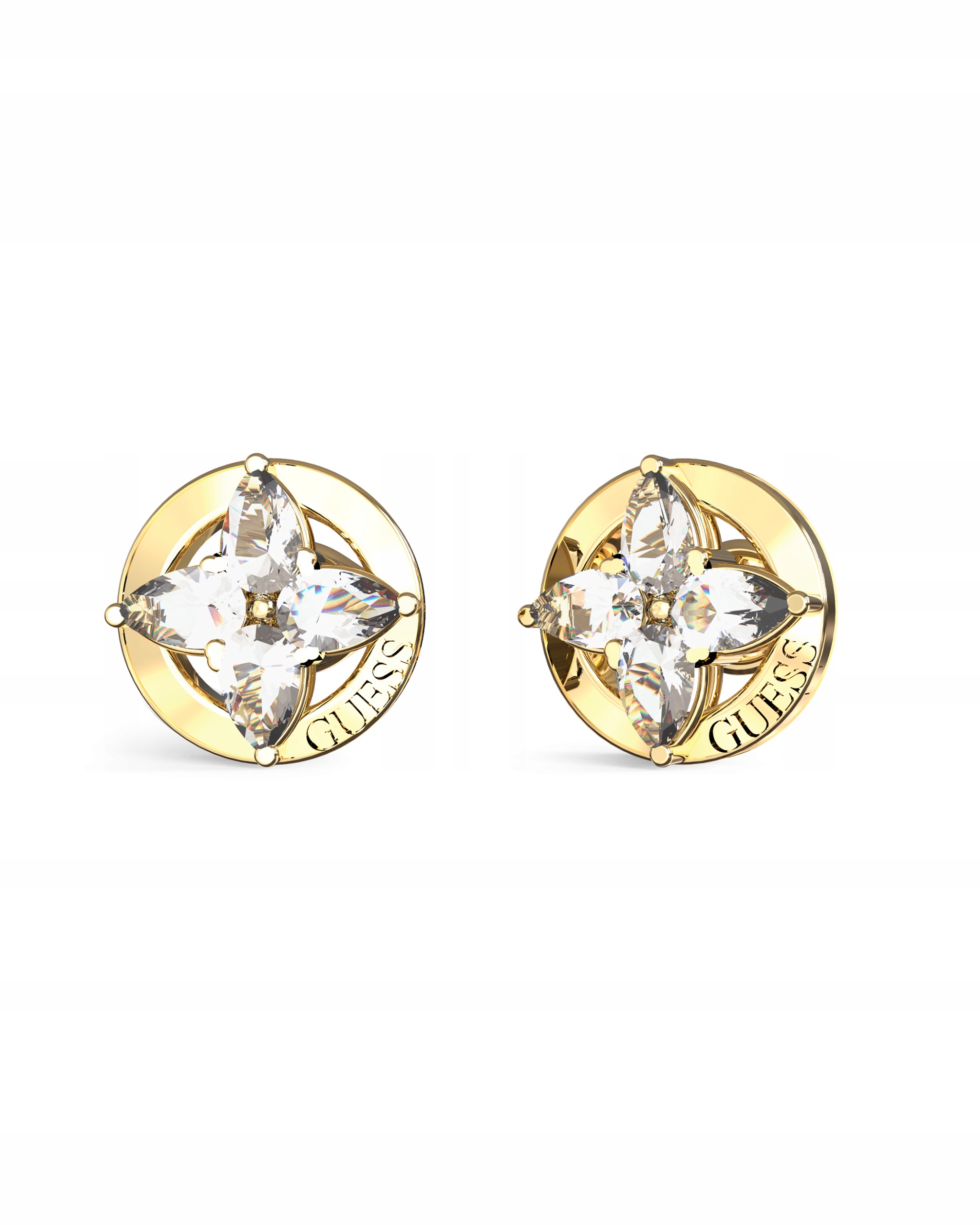 Náušnice Guess Secret Garden Květina Ocel pozlacená Zirkon Dýka