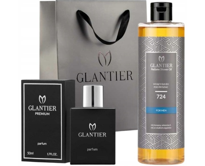 Glantier 724 Pánský set: Parfém Premium sprchový olej taška