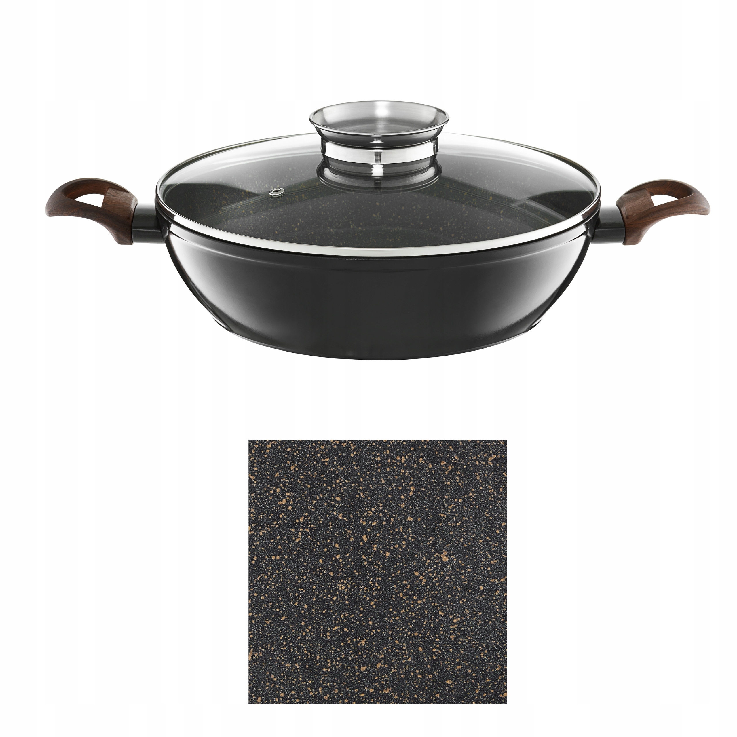 

Patelnia Wok Z Dwoma Rączkami Uchwytami Duża 28CM