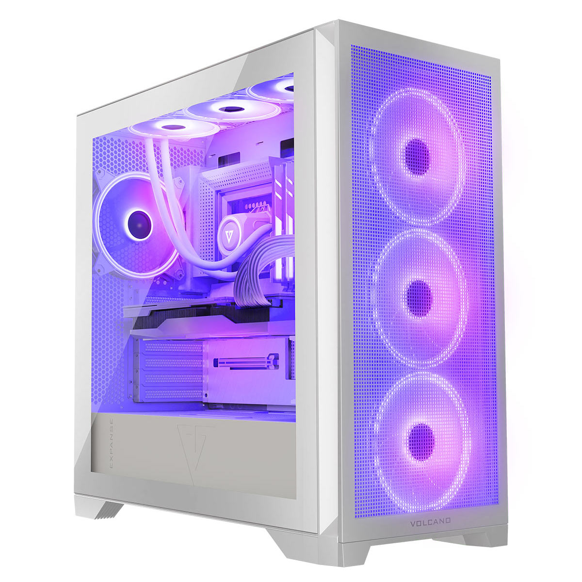 Herná počítačová skriňa Volcano Expanse S Apex Argb MIDI Tower white Atx