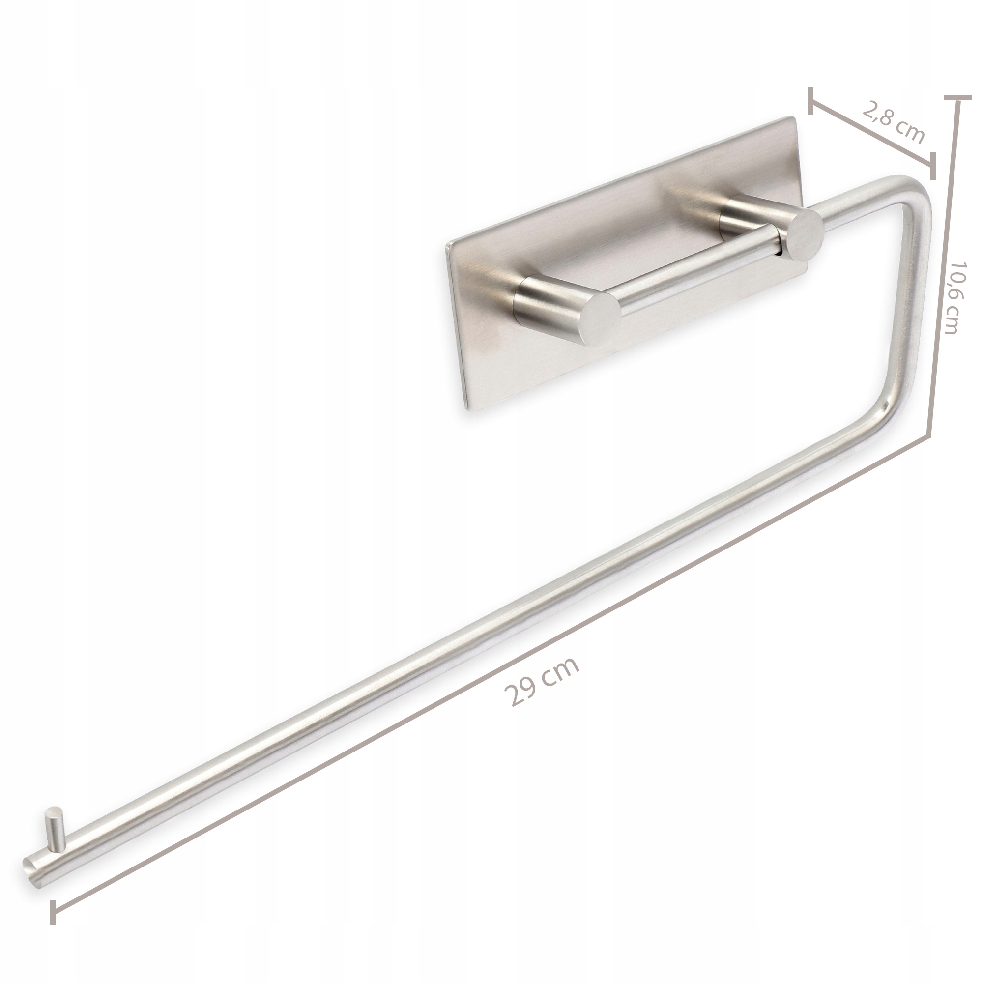 UCHWYT NA RĘCZNIK PAPIEROWY BEZ WIERCENIA STALOWY Kolor odcienie szarości i srebra