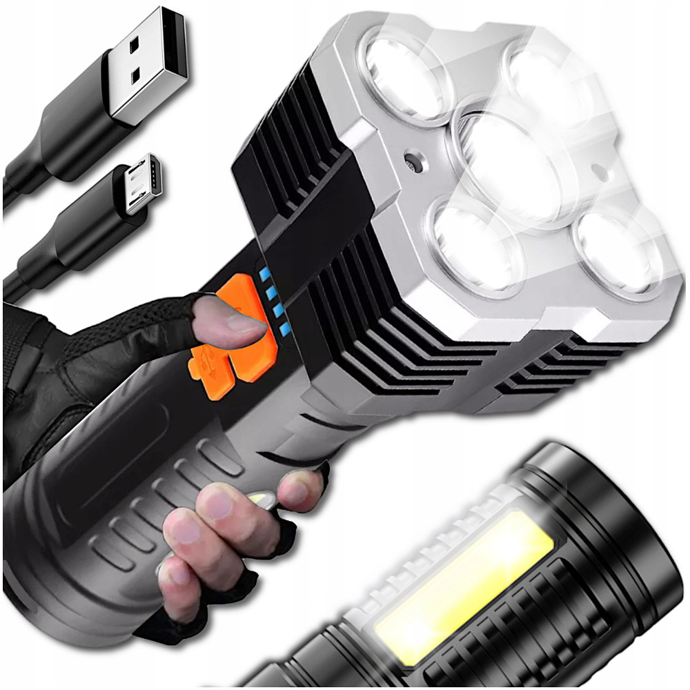 MOCNA LATARKA LED SZPERACZ 4 TRYBY MOCNE ŚWIATŁO DO PIWNICY GARAŻU LASU Rodzaj reflektor i szperacz