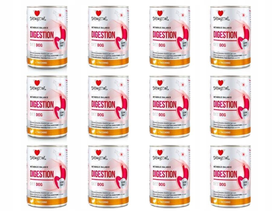 Levně Disugual pro psy Vlhká pankreatická dieta Digestive Low Fat Krůta 12 x 400 g