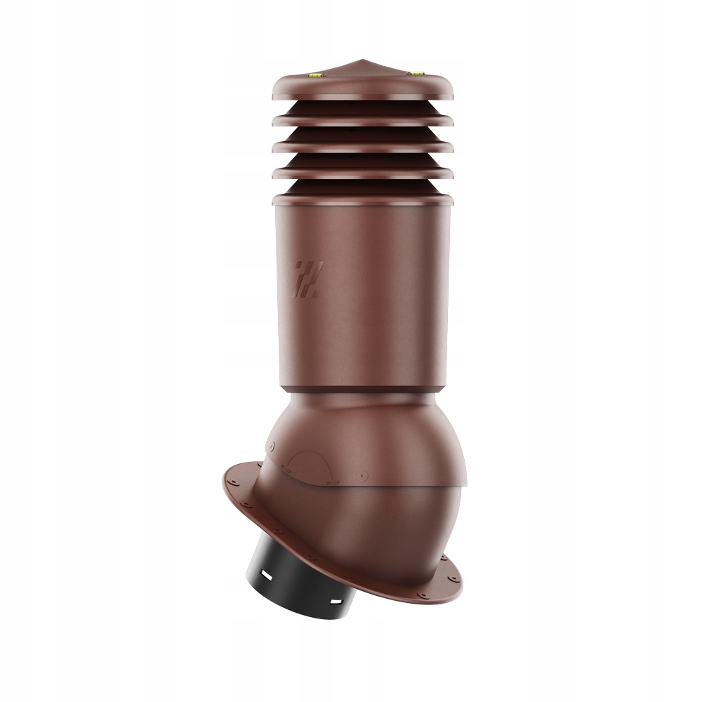 Zateplený krb HiVent fi150 s plochou krytinou asfaltový šindel lem Bronz