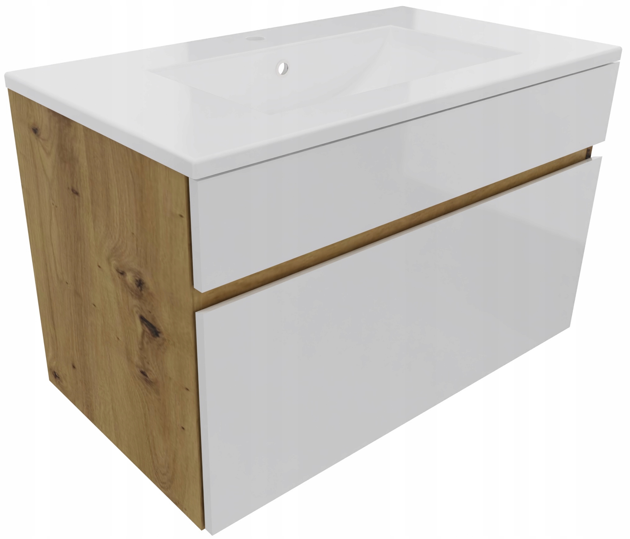 Zestaw szafka pod umywalkę z umywalką Stella 80 DĄB/BIAŁY wisząca