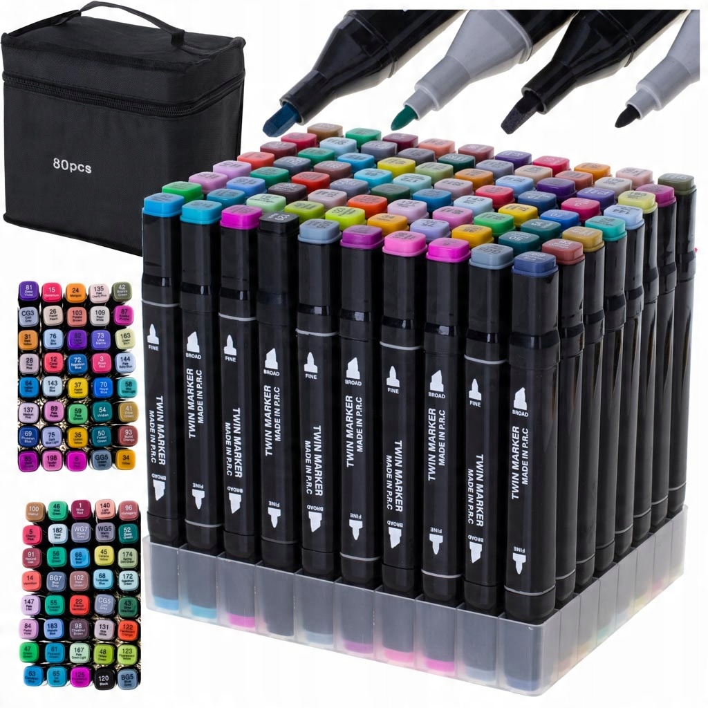 

Markery Alkoholowe Dwustronne 80szt+ETUI+PODSTAWKA