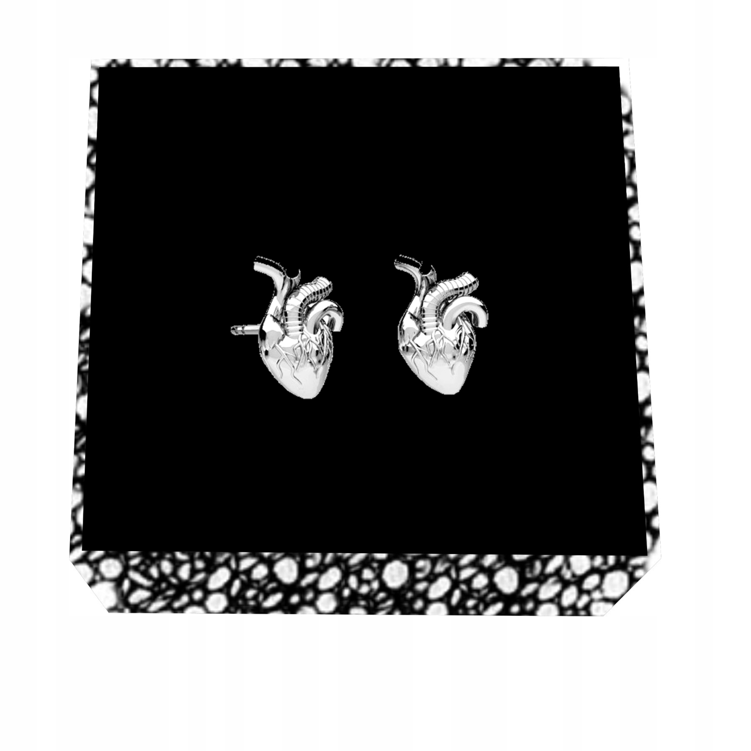 3D Anatomické Srdce Stříbrné náušnice tyčinka stříbro 925