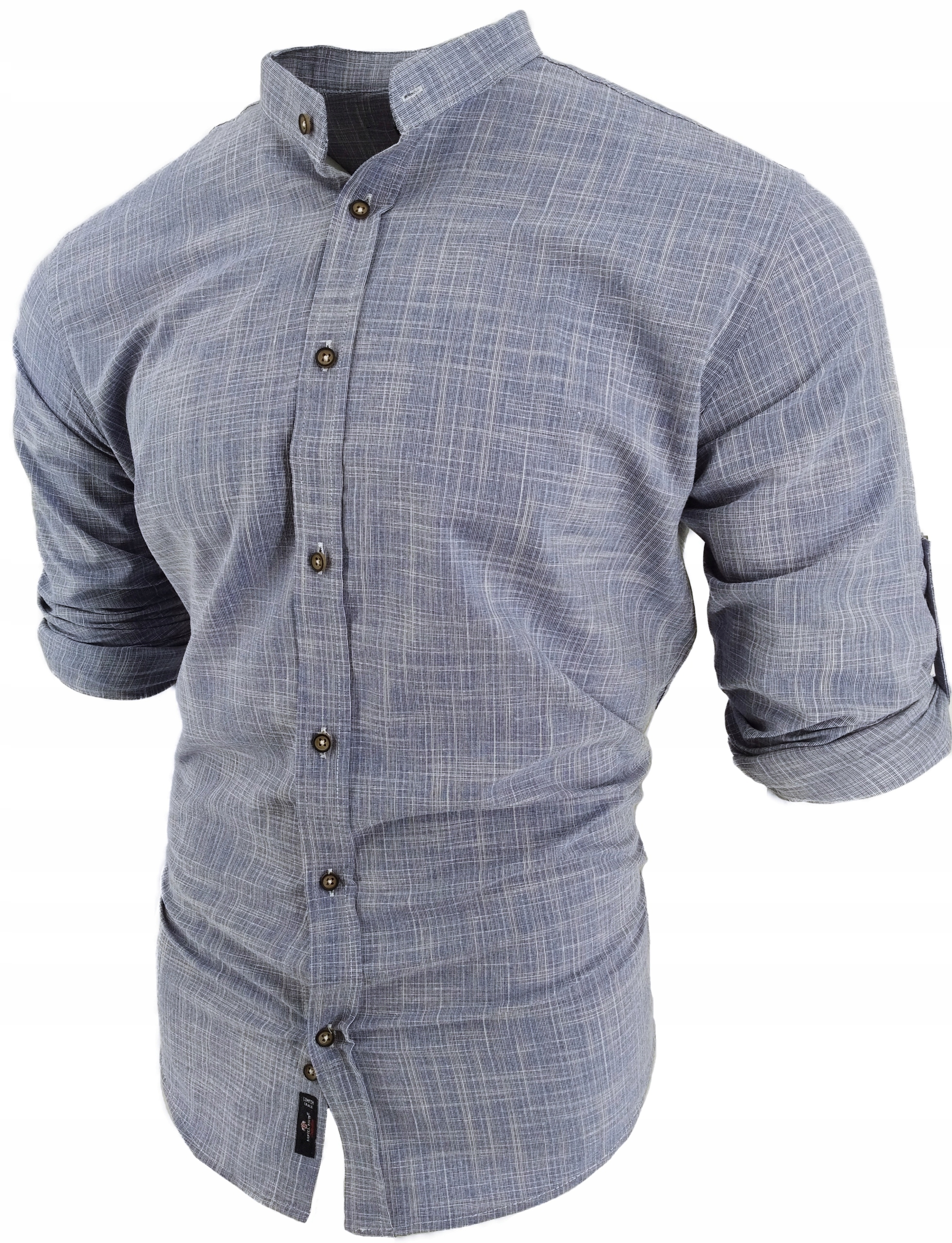 KOSZULA MĘSKA STÓJKA NIEBIESKA DŁUGI RĘKAW L Rękaw długi rękaw