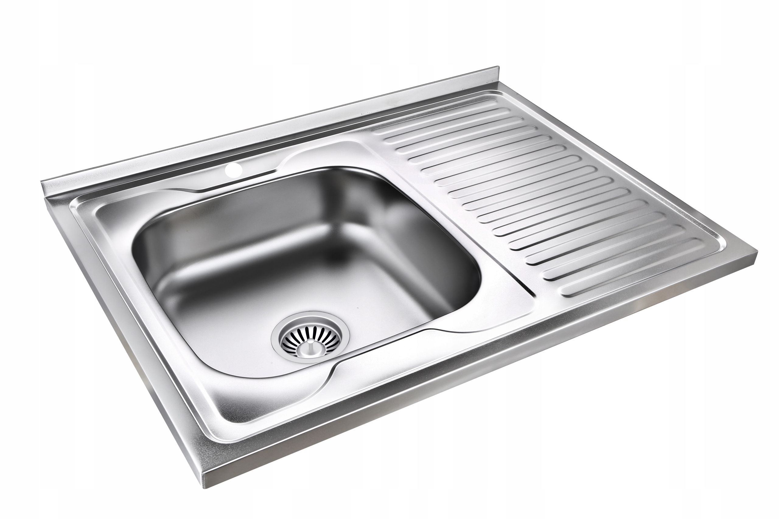 Zlewozmywak STALOWY jednokomorowy NAKŁADANY gładki 60x80 + SYFON + OTWÓR