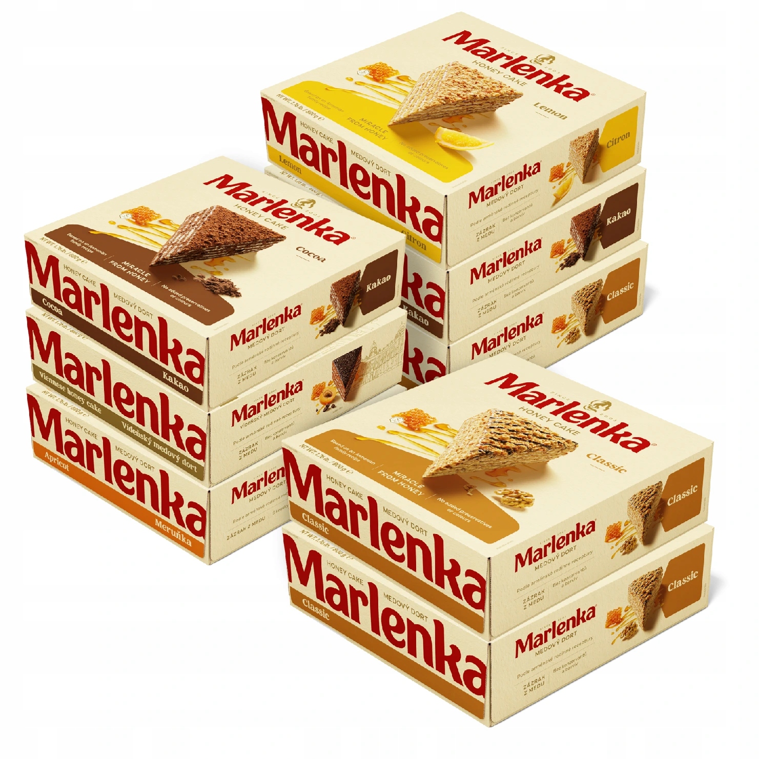 Marlenka Akce 6+2 Medové dorty mix 8 x 800g
