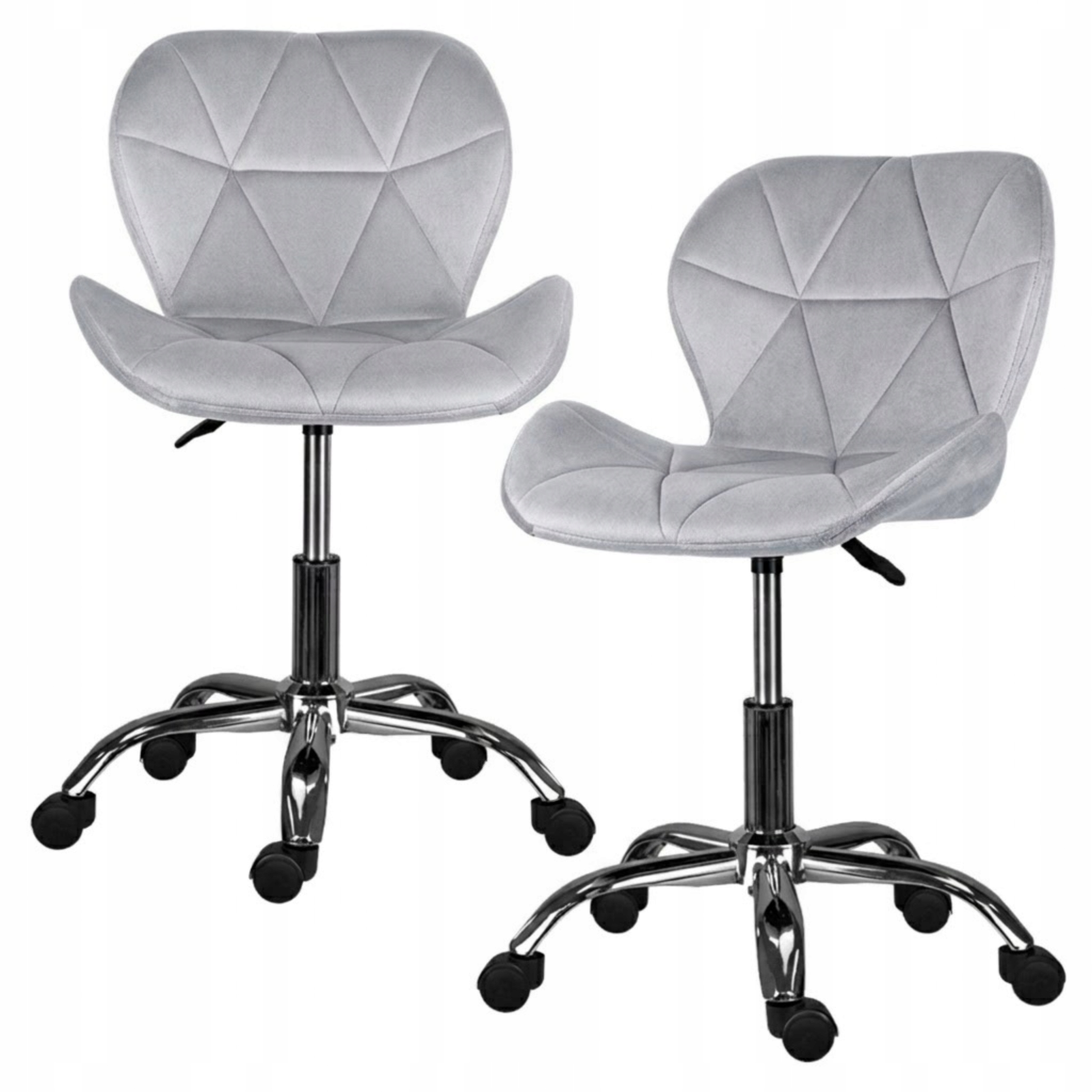 Otočná Kancelářská Židle Šedá, Ergonomický Velur, Chrom Na Kolečkách