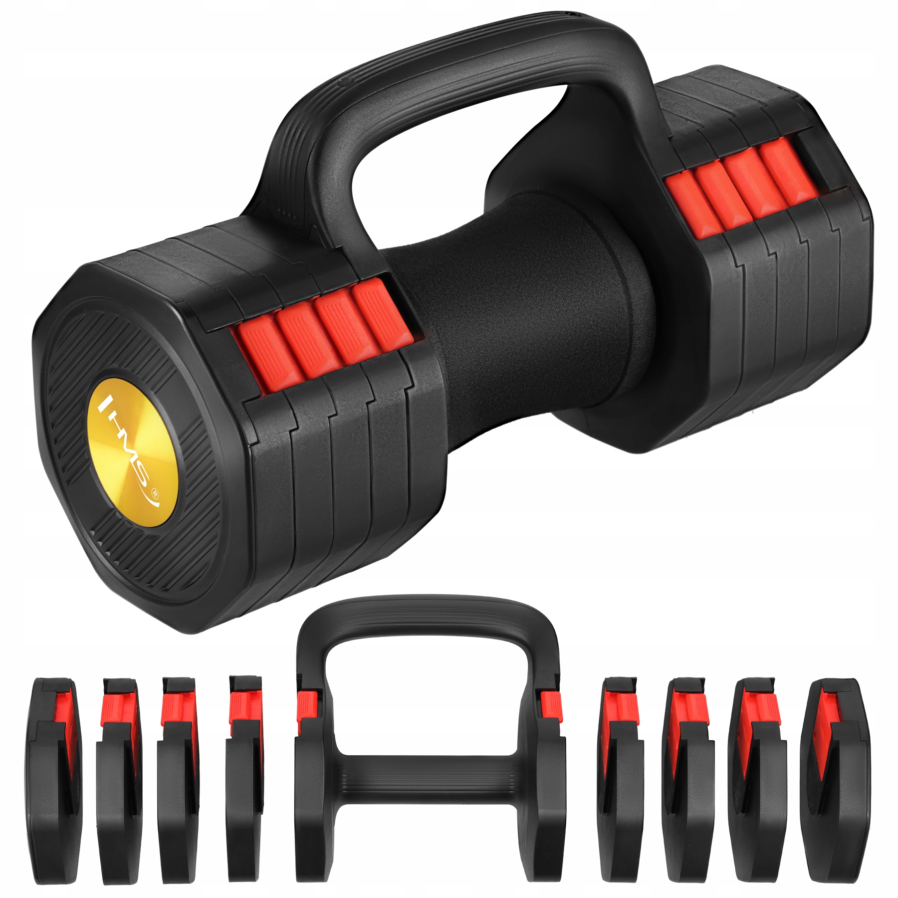 Regulovatelná činka 3v1 s funkcí podpěry pro pumpy Kettlebell pro cvičení