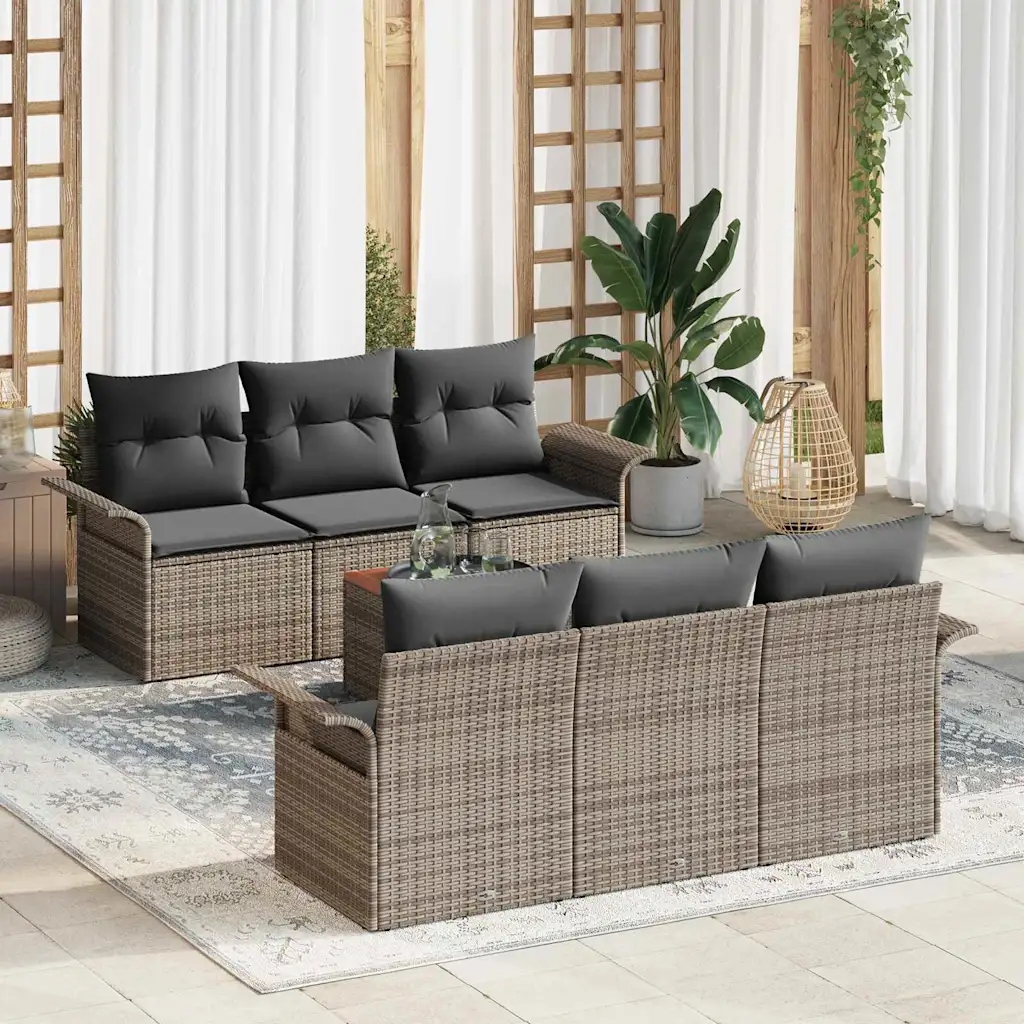 Sada zahradních pohovek 7 pcs Šedá Poly ratan Šedá 3347272