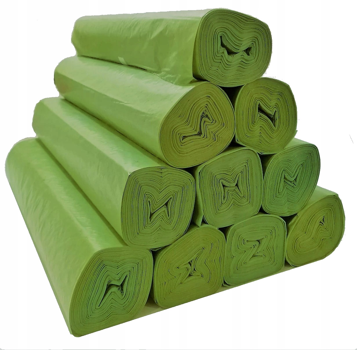 

Worki na śmieci 160l Ldpe, zielone 100szt 10 Rolek