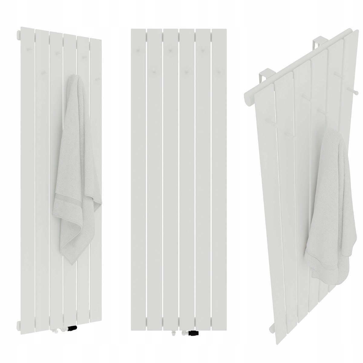 Dekorativní Vertikální Radiátor S Věšáky 1200/450, Bílý Lesk