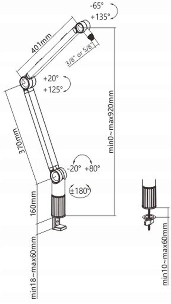 MOZOS SB38 STATYW BIURKOWY NA MIKROFON SREBRNY WIESZAK UCHWYT MIKROFONOWY Kod producenta SB38