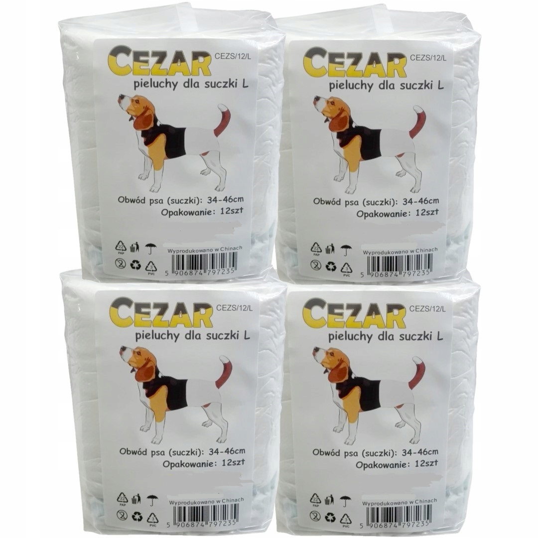 Cezar Pieluchy pampersy dla psa suczki L 48szt suczka 34-46cm