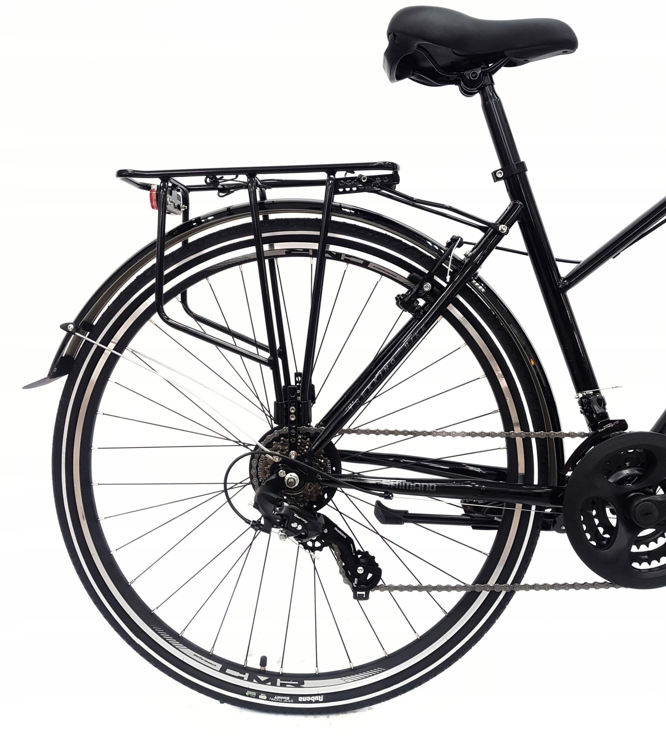 Trekkingowy Damski Rower 28 Światła Bagażnik Błotniki Dzwonek Stopka Cyngle Kolor czarny