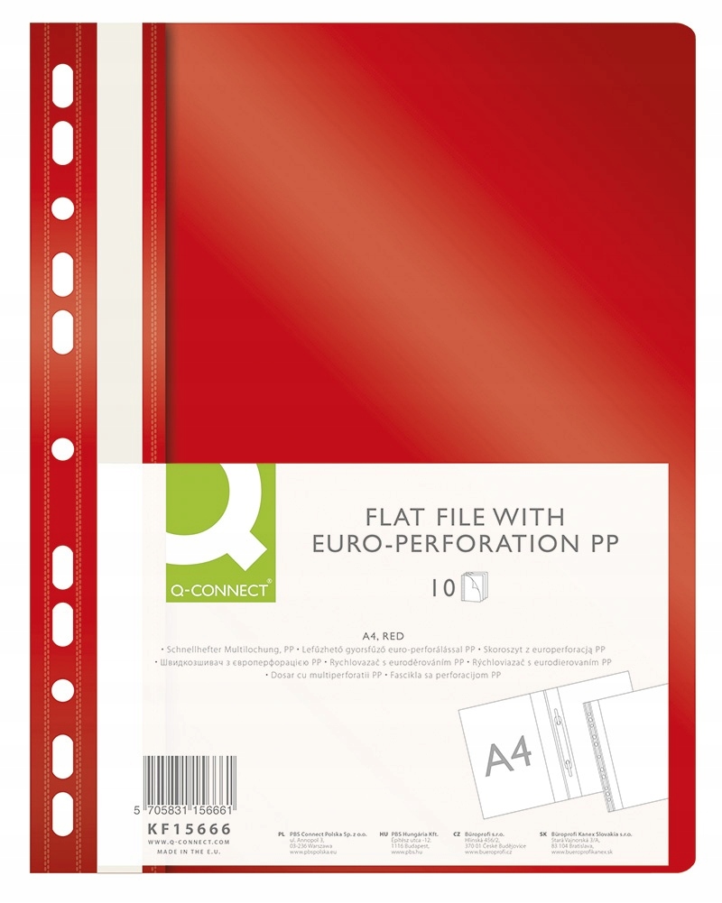 

Skoroszyt Pp A4 standard wpinany czerwony 10szt