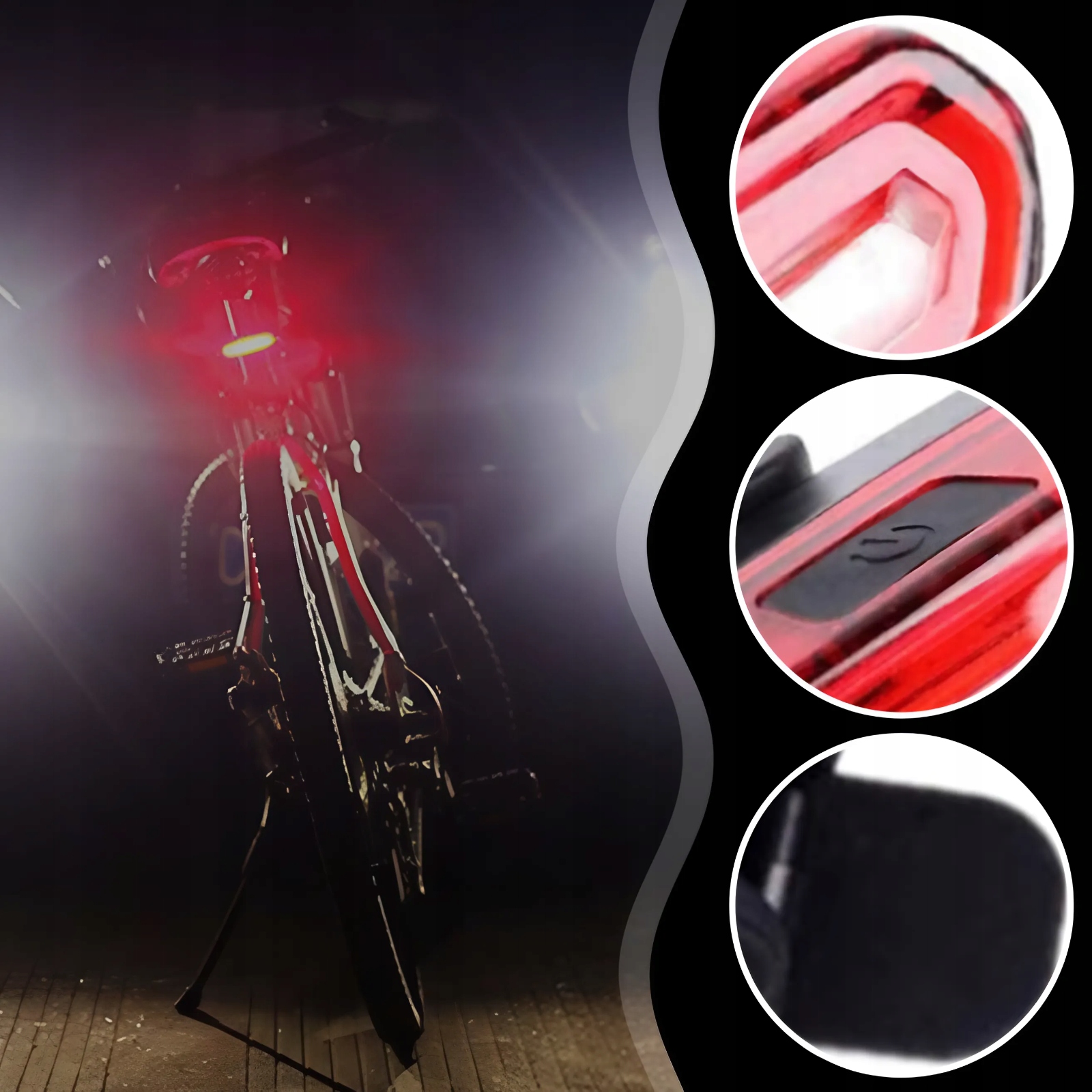 LAMPKA ROWEROWA TYLNA TYŁ ŁADOWANA USB LED COB CZERWONA AKUMULATOROWA Marka Inna marka