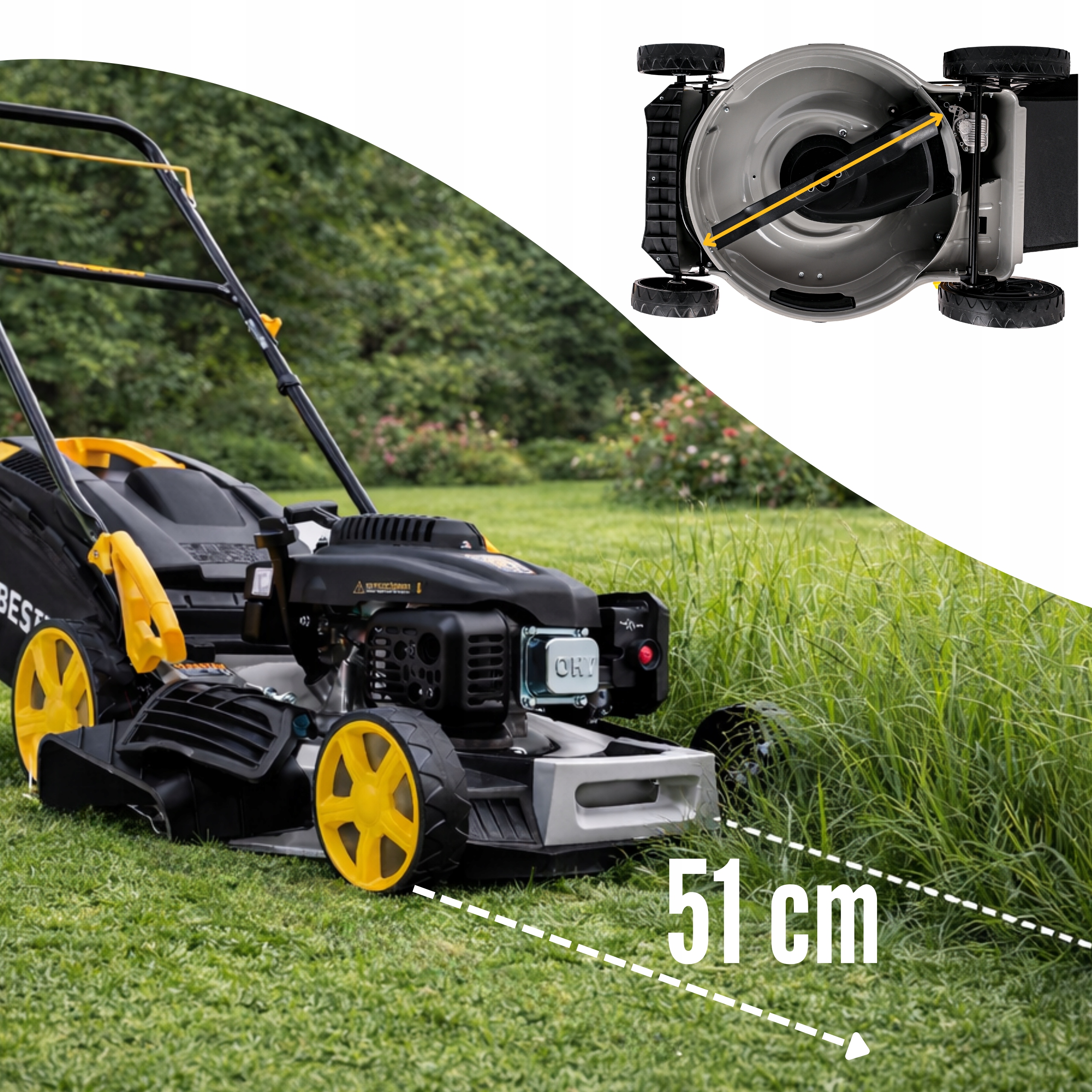 DUŻA KOSIARKA SPALINOWA Z NAPĘDEM DO TRAWY 196CC 53CM OHV LONCIN Marka BESTEN