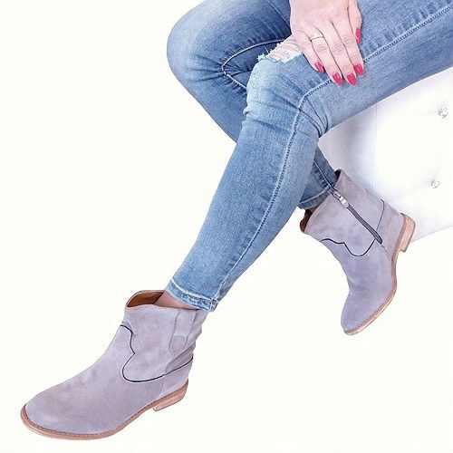 

Botki ukryta koturna modne grey Nathalie KBU493