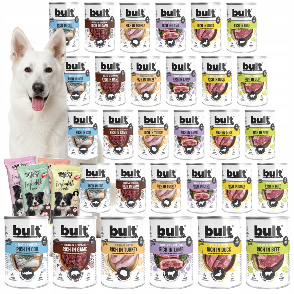 Levně Krmivo Pro Psa Vlhké Krmivo MIX Chutí Plechovka 30x400g Dárek Bult